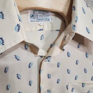 Vintage Kmart Shirt Mens Sz 16 (Large) Button Front Point Collared Pocket Leaves